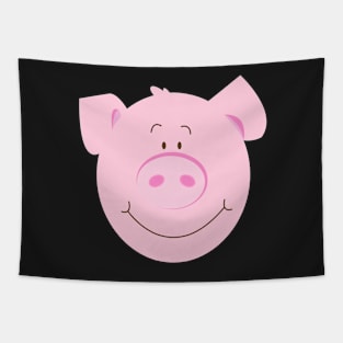 Cute Happy Pig - Pink Tapestry