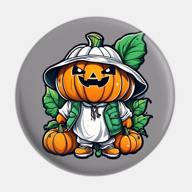 Pumpkin boy with pumpkin leaves, traveling Pin by CreativeXpro