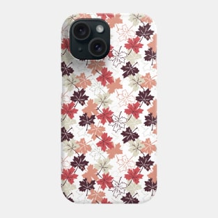 Red Autumn Leaves Pattern White Ver Phone Case