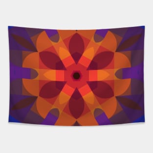 Retro Mandala Flower Orange Purple and Blue Tapestry