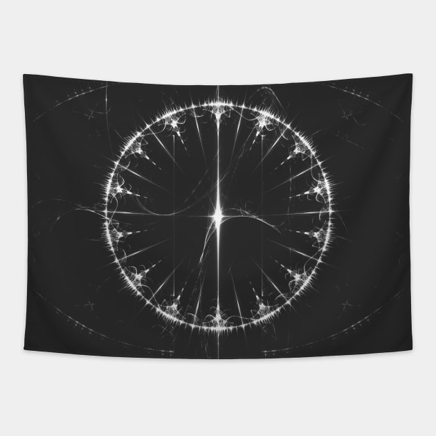 White Circle Tapestry by astrellonart