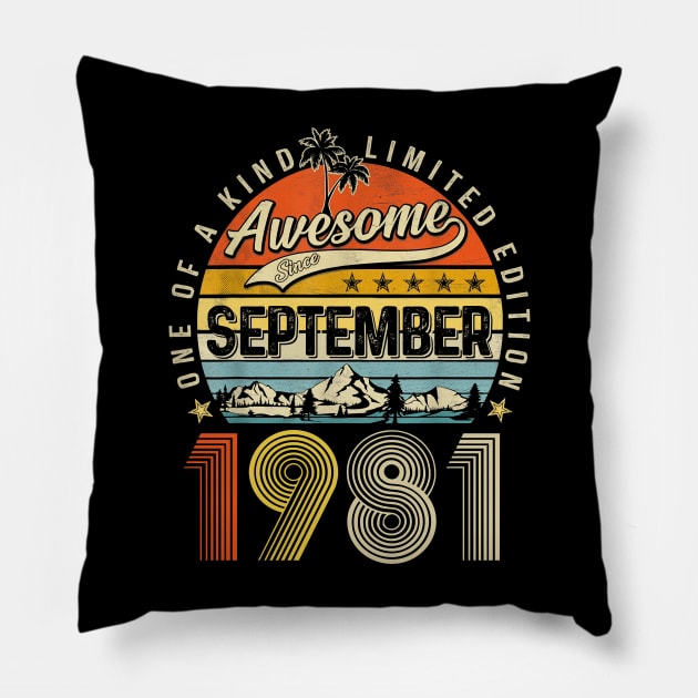 Awesome Since September 1981 Vintage 42nd Birthday Pillow by Mhoon 