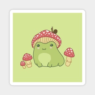 Frog in a Mushroom Hat and His Good Friend, the Snail Magnet