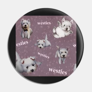 Westies mom purple pattern Pin