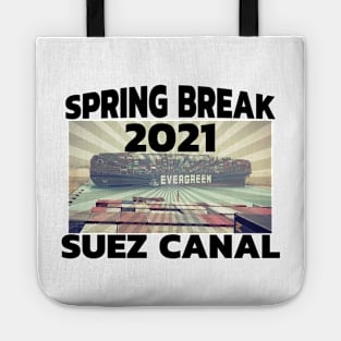 Spring Break 2021 Suez Canal - EverGreen Ever Given Cargo Ship Retro Sunset Tote