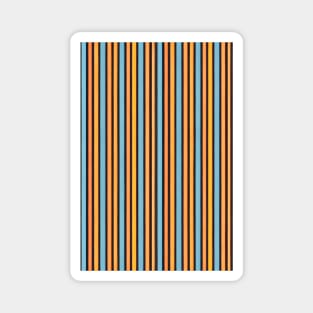 Vertical Retro Stripes Pattern Orange and Light Blue Magnet