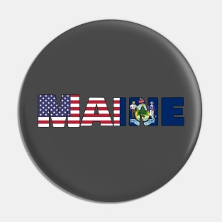 Maine State flag/ American flag logo Pin