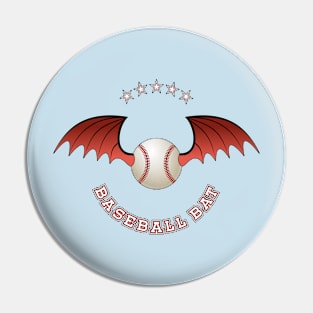 Baseball Bat - ball with bat wings Pin