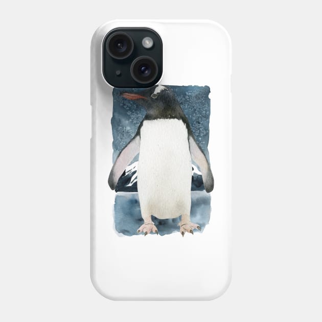 Watercolor penguin standing Phone Case by ProWaterShop