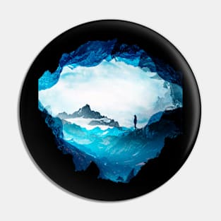 Figure Silhouette Blue Misty Mountain Pin