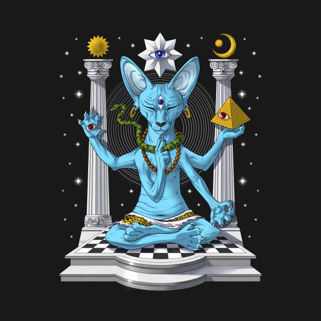 Psychedelic Sphynx Cat Shiva by underheaven