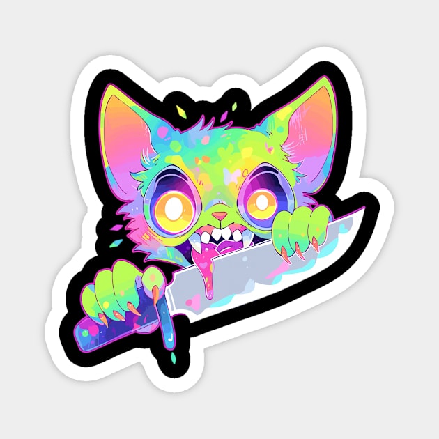 Electronic Music DJ EDM Rave Zombie Cat Festival Magnet by QQdesigns