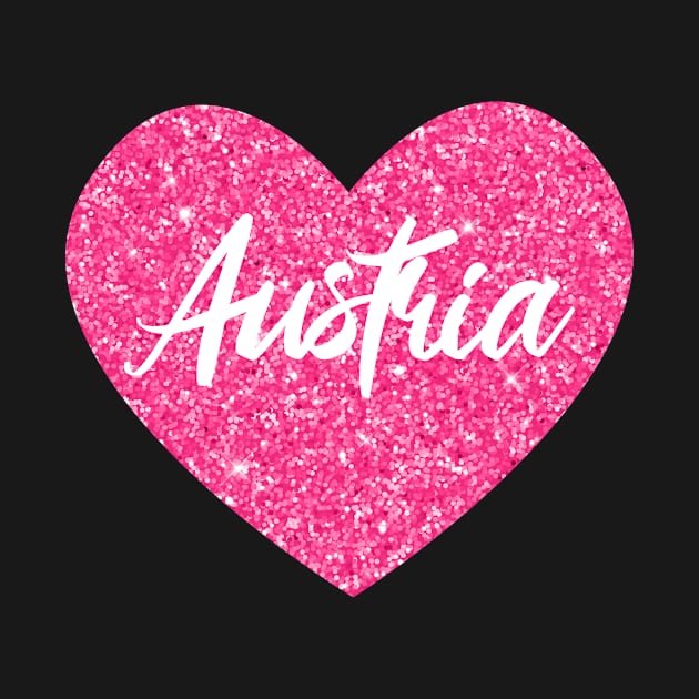 I Love Austria Pink Heart Gift for Women and Girls by JKFDesigns