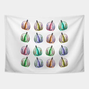 Neon Watercolor Pumpkins Pattern Tapestry