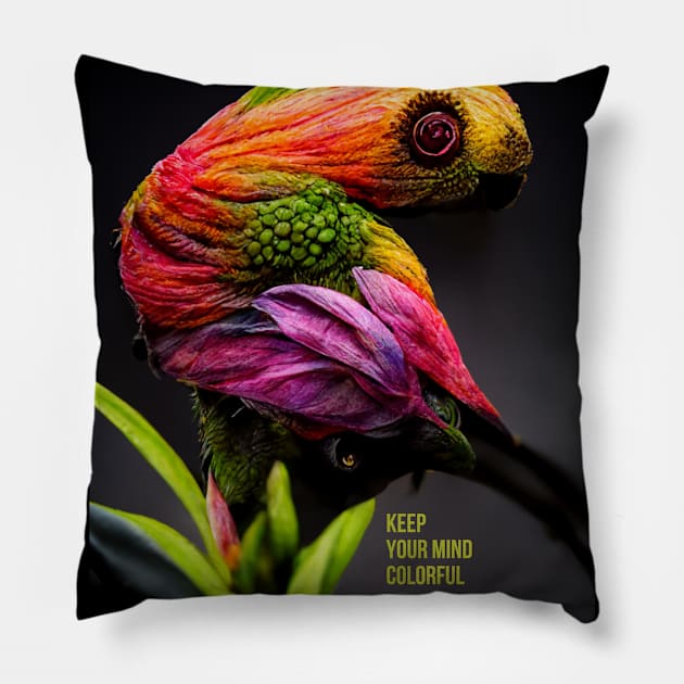 Keep your mind colorful - parrot-chameleon from your fantasy Pillow by Design-by-Evita