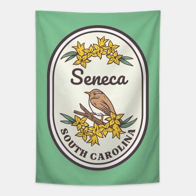 Seneca South Carolina Wren SC Tourist Souvenir Tapestry by carolinafound