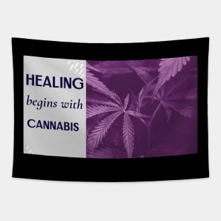healing begins with cannabis Tapestry