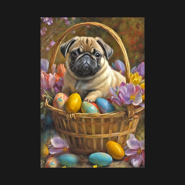 Pug Dog Easter Card by candiscamera