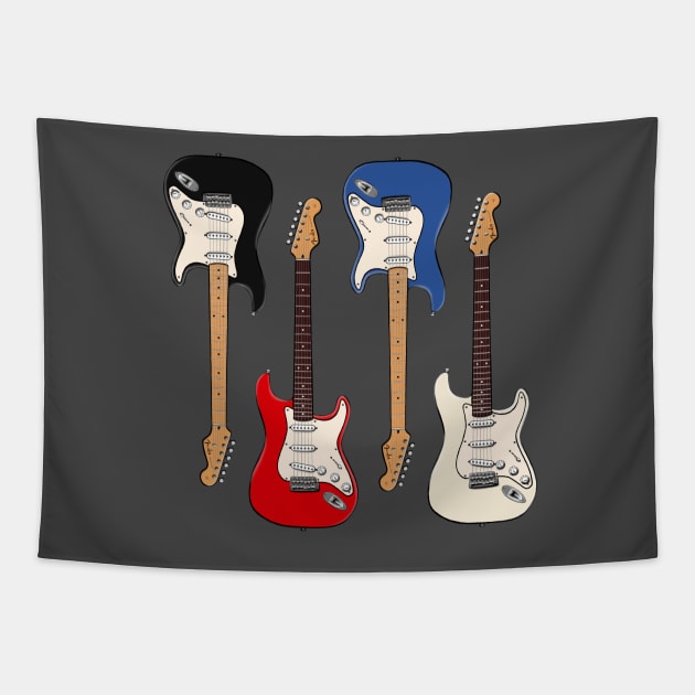 Four Stratocasters Tapestry by saintchristopher