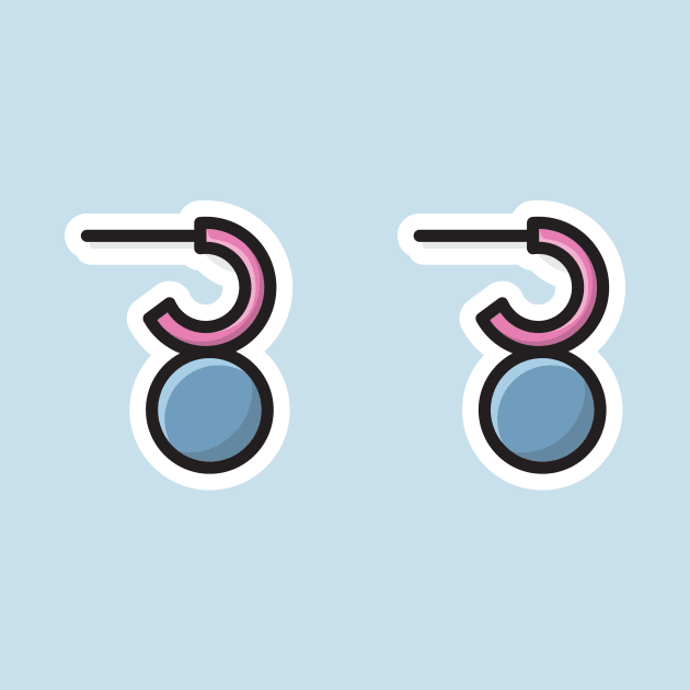 Trendy flat grey earrings jewelry sticker design vector illustration. Beauty fashion objects icon concept. New arrival women jewelry earrings sticker design icon logo. by AlviStudio