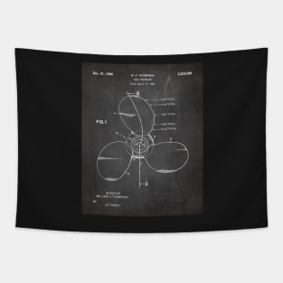 Boat Propeller Patent - Sailor Lake House Décor Art - Black Chalkboard Tapestry