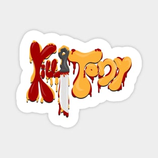 Kill Tony Bubble Logo With a Knife in Red & Yellow Theme (Black) Magnet
