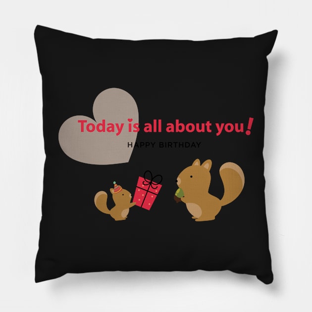 Cute Squirrel birthday gifts Pillow by Anicue