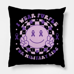 I Wear Purple For Military Kids Pillow