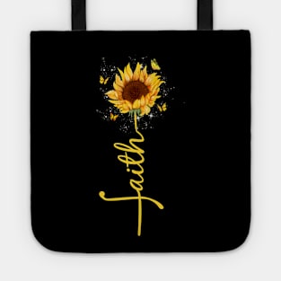 Vintage Faith Cross Sunflower Butterfly Flowers Christians Tote