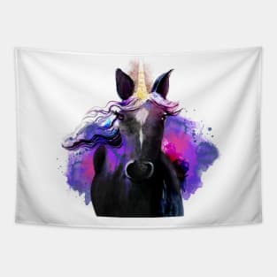 Pretty Black Unicorn Tapestry