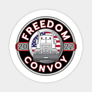 FREEDOM CONVOY 2022 - USA TRUCKERS FOR FREEDOM - GRAY ROUND WHITE LETTERS RED Magnet