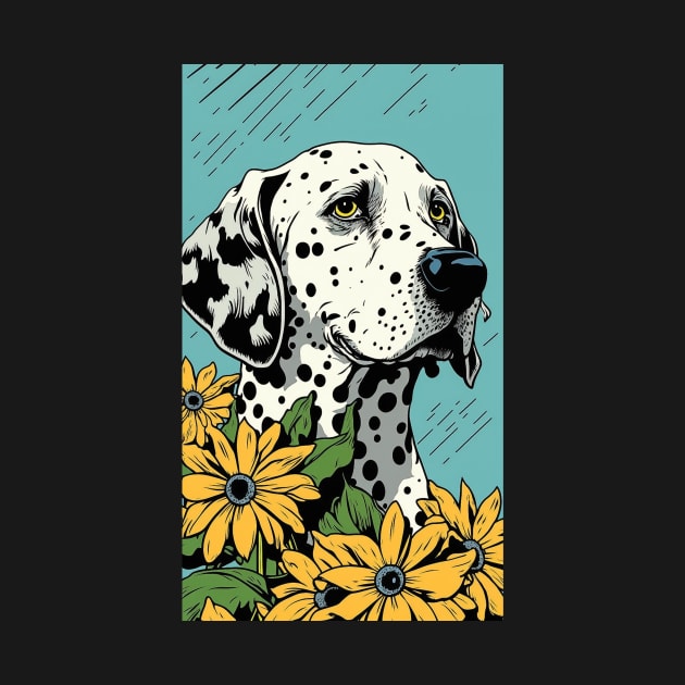 Dalmatian Dog Vibrant Tropical Flower Tall Retro Vintage Digital Pop Art Portrait 2 by ArtHouseFlunky