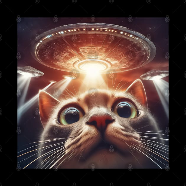 Cat selfie with UFO by TomFrontierArt