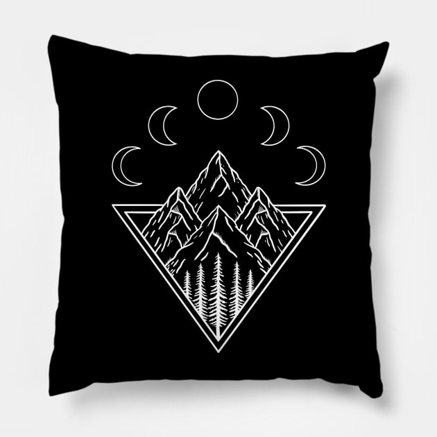 Nature mountains moon minimal Pillow by coffeeman