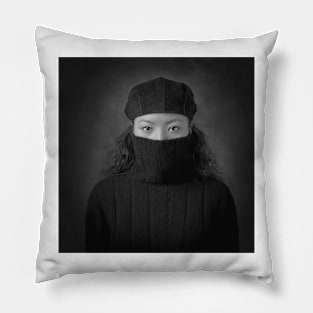 Christine - A Black and White Portrait Pillow