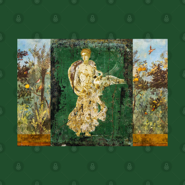 LEDA WITH SWAN ,POMPEII ,ANTIQUE ROMAN WALL PAINTINGS Flower Garden