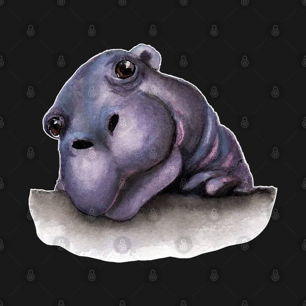 Cute baby hippo by Funsize-Art