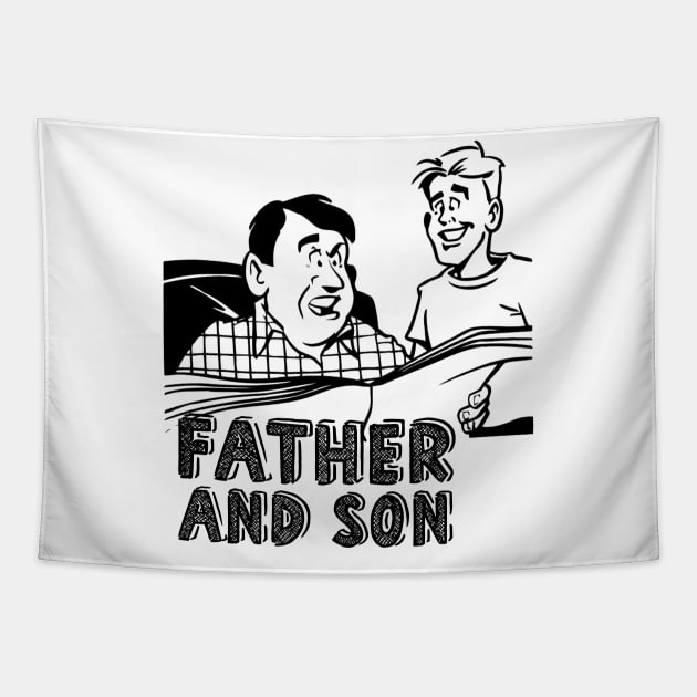 Father son reading paper Tapestry by williamarmin