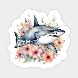 Shark with Tropical Flowers Magnet
