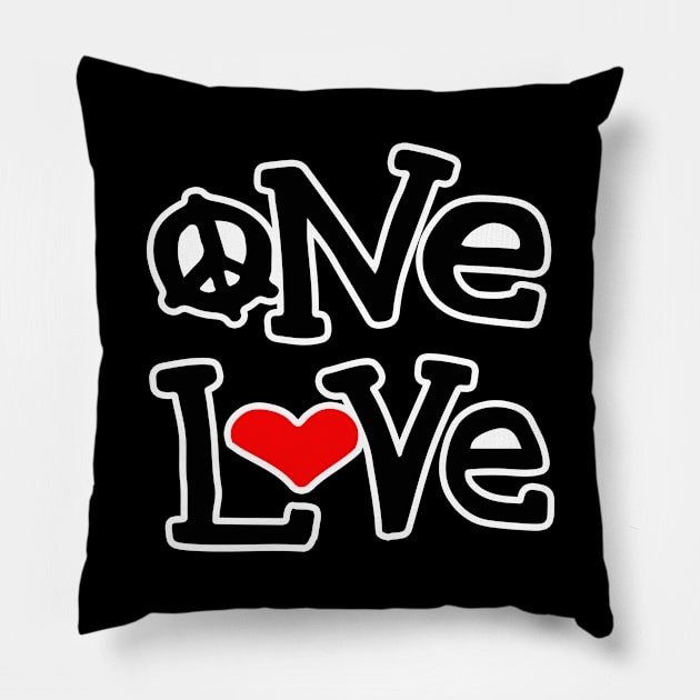 One Love Peace Heart Pillow by LionTuff79