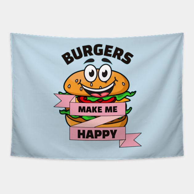 Burgers Make Me Happy Tapestry by Xiaoxiao Art