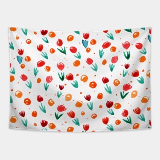 Watercolor tulips pattern - orange Tapestry