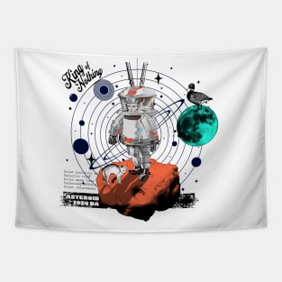 Sci-Fi Asteroid Boy & His Cat Tapestry