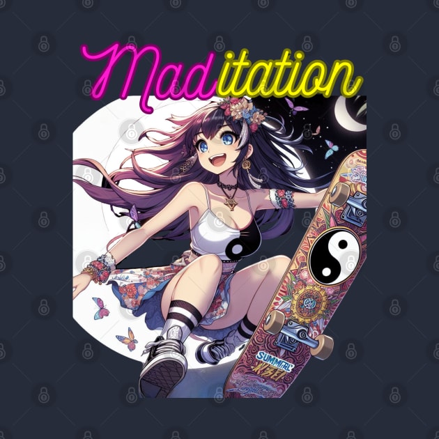 Kawaii, Anime Girl, Maditation Skateboard | Catsie Cat by Catsie Cat