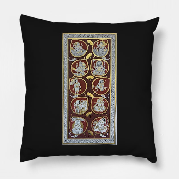 "Dashavtaar" Phad painting, Indian folk art by Gopal joshi Pillow by gopalpjoshi