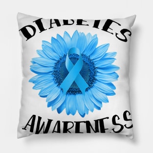 Diabetes awareness Blue ribbon Sunflower Diabetes Gift Pillow