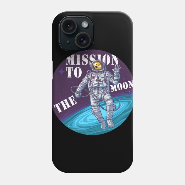 Funny Mission To The Moon Doge-1 Dogecoin Hodl Crypto Phone Case by ZimBom Designer