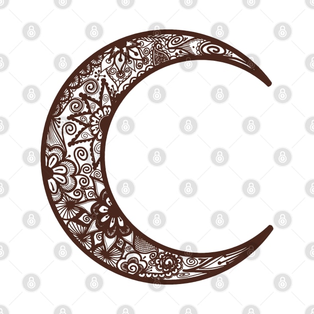 Brown Henna Crescent Moon by Tilila