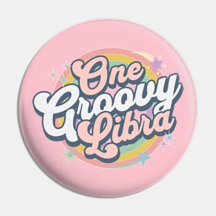 One Groovy Libra Cute retro Design in Pastel Colors Pin