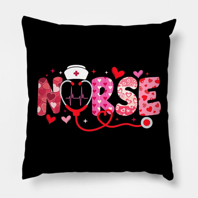 Nurse Valentines Day Valentine Scrub Top Women Scrubs NICU Pillow by Neldy